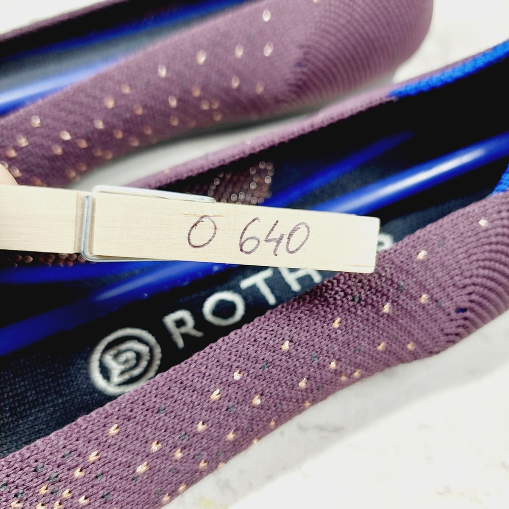 NEW Rothy's Burgundy Eggplant Metallic Ombre Slip-On Shoes Knit Loafers O640 - Picture 8 of 8
